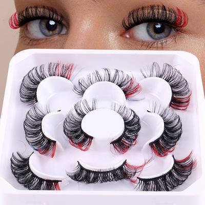 Neue Ankunft Nerz Haar Farbige Falsche Wimpern 5 Paar Dicke Lockige Bühne Make-Up Wimpern