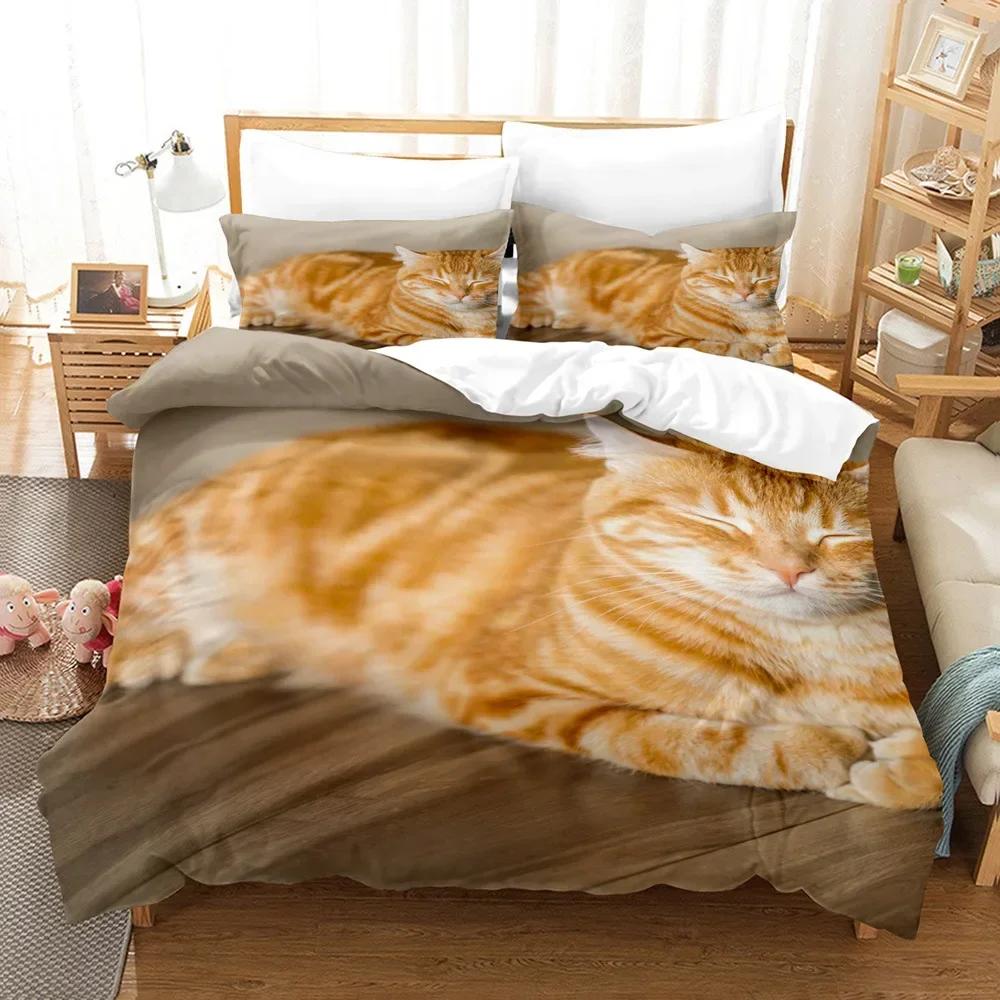 

Cute Cat Duvet Cover 3D Animal Comfortable Duvet Quilt Cover Pillowcase Bedding Set Children Bedroom Decoration Home Textile AU King 240x210cm