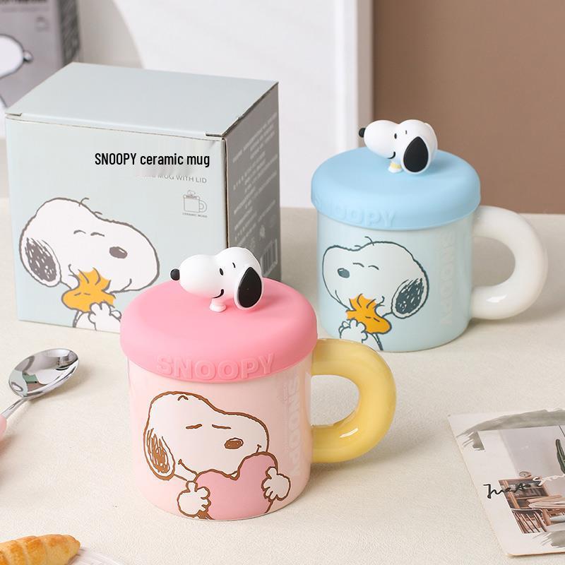 Snoopy Keramikbecher mit Deckel - Ideales Geschenk für Mädchen, das Büro oder das Zuhause