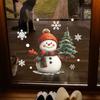 Cartoon Snowman and Christmas Tree Home Glass Window Beautification Stickers