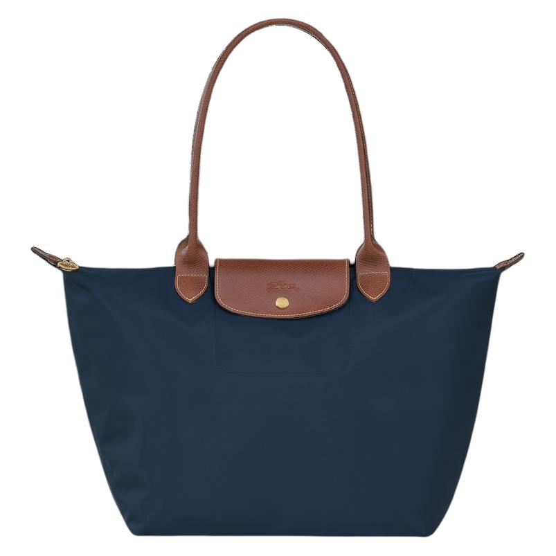 Longchamp Original Snap Zipper Closure Recycled Canvas Tote Shopping Bag Handheld Shoulder Bag Large Women tote Navy-Blue L1899089P68