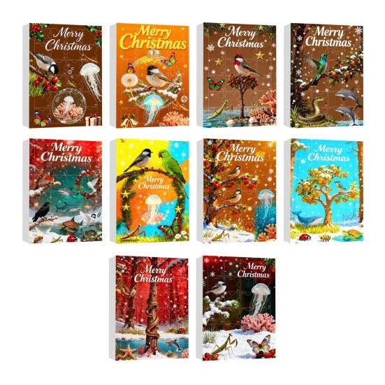 Advent Calendar 2025 24-Day Christmas Countdown Calendar with 24 Animal Ornaments Rustic 2D Acrylic Animal Hanging Decoration for Home Party Decor