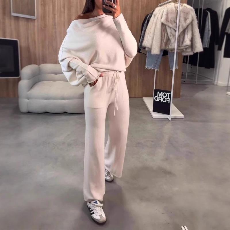 New Fall Collection Elegant Off-the-Shoulder Casual Two-Piece Set for Women