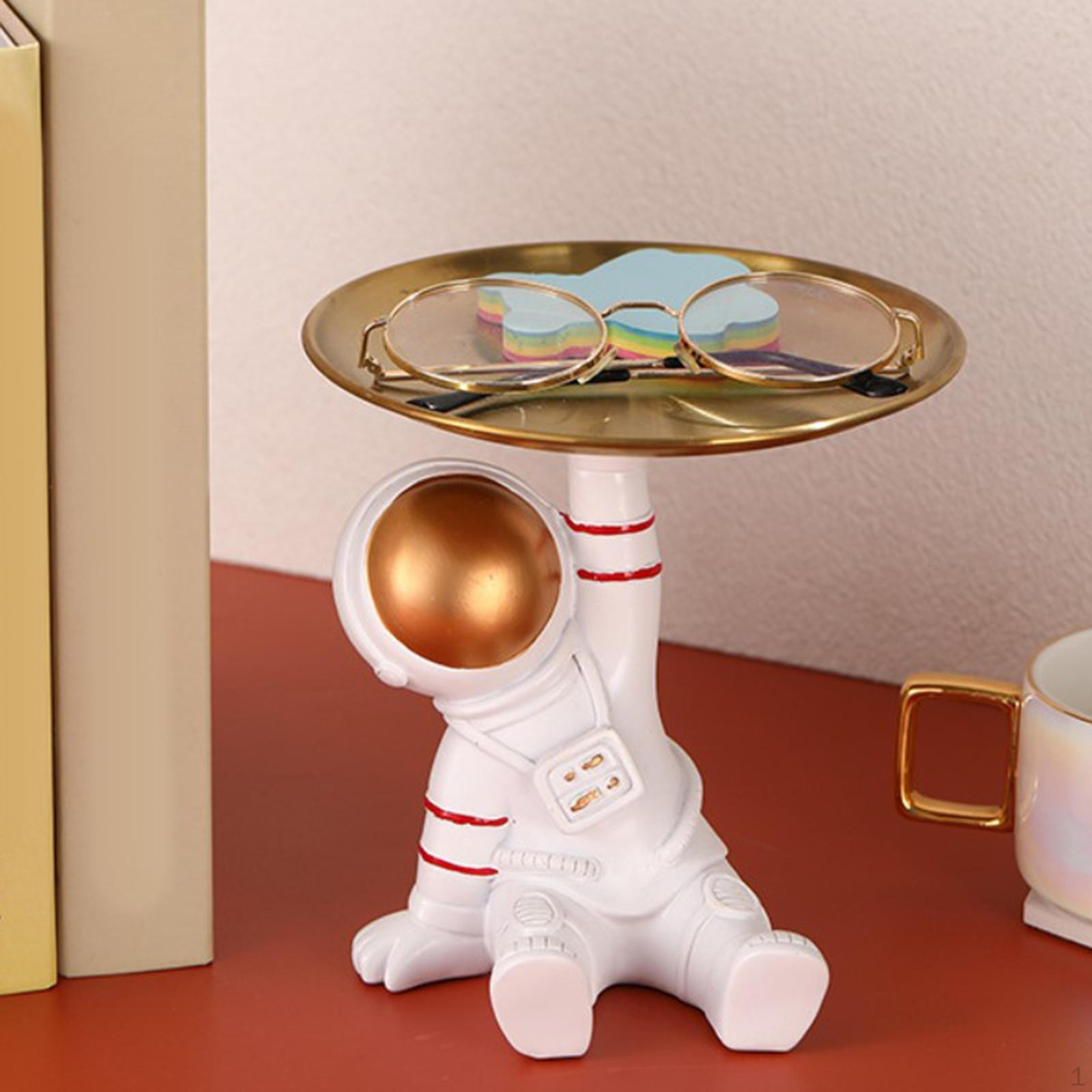 Astronaut Figurine Spaceman Statue Resin Sculpture Organizer for Bedroom Decoration