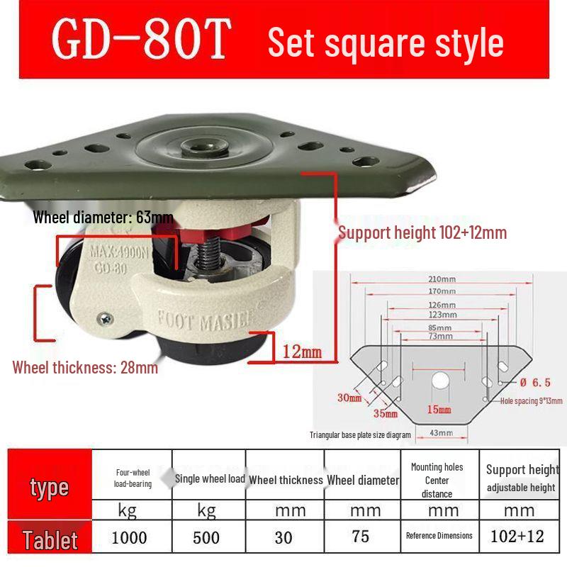 Fuma Wheel Universal Aluminum Pad Leveling Triangle Caster 40F 60F 80F 100F 120 Support Foot