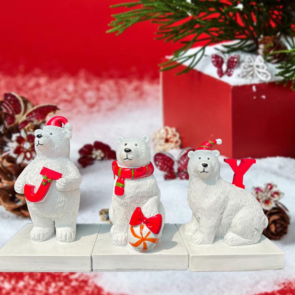 Polar Bear Resin Statue Christmas Decoration Cute Polar Bear Statue Decoration Home Decoration
