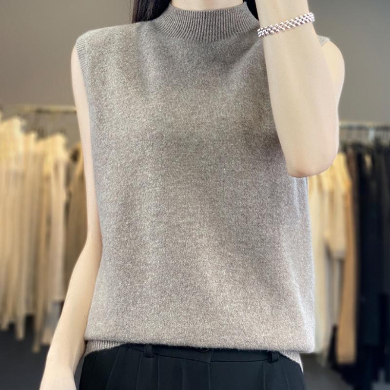 

IHUASU Полувысокий ворот шерстяной жилет женский осенне-зимний комплект головной убор кашемировый джемпер без рукавов жилет трикотажная нижняя рубашка XL темно серый