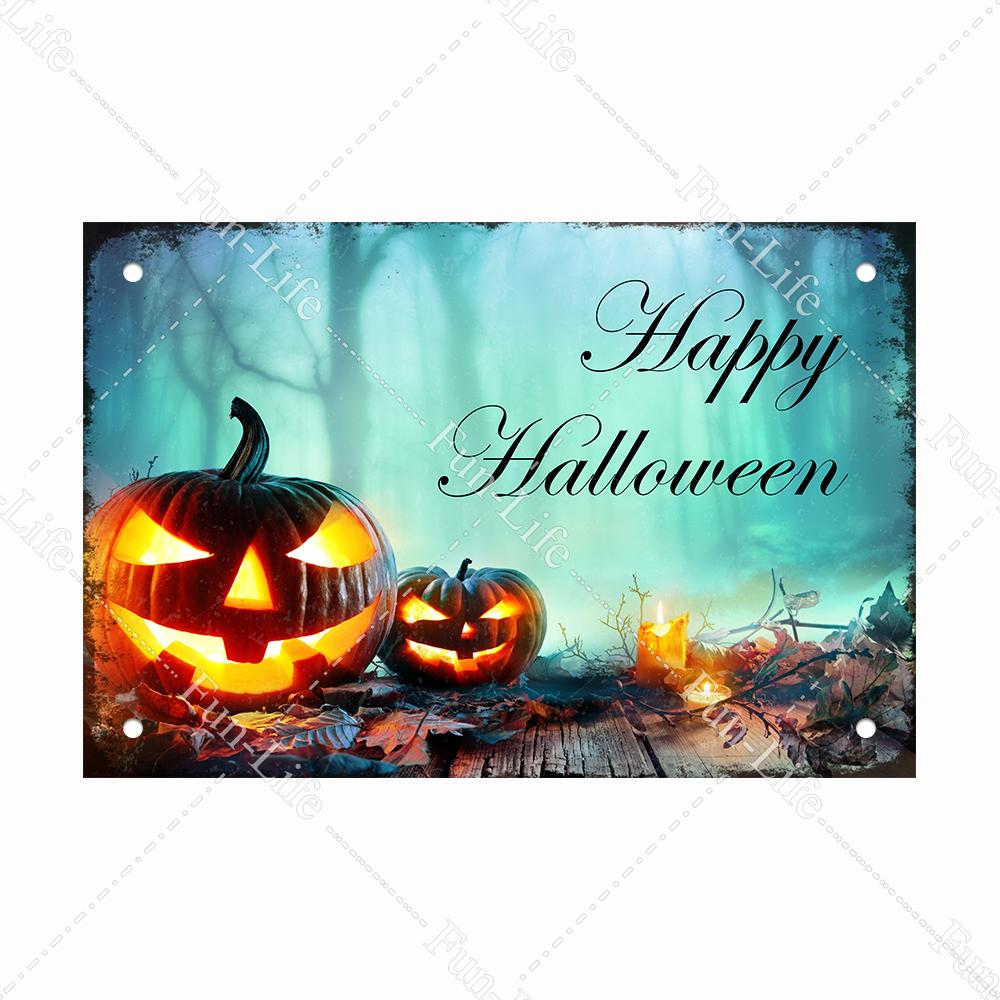 Halloween Shabby Chic Home Bar Festival Vintage Wall Decor Metal Tin Signs Pub Tavern Retro Pumpkin Decorative Plate 20x30cm