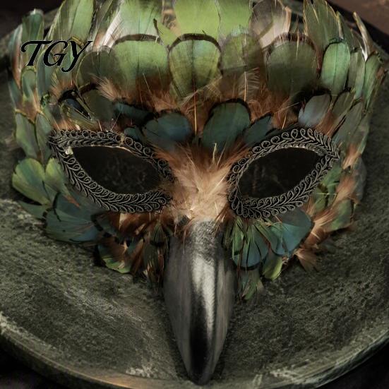 Máscara Decorativa de Plumas Máscara de Pájaro, Plumas Misteriosas Pico de Águila Animal Mitad Máscara Facial de Halloween para Halloween, Mardi Gras, Cosplay