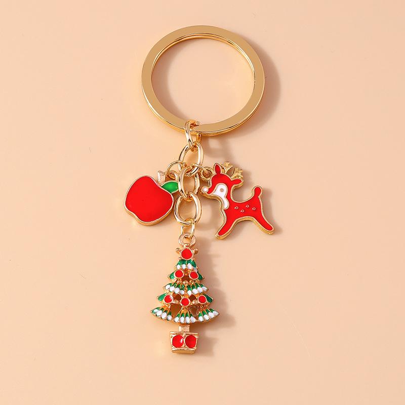 New Enamel Christmas Keychain Snowman Santa Claus Key Rings for Car Key Holder Women Girl's Handbag Pendants Jewelry Gifts