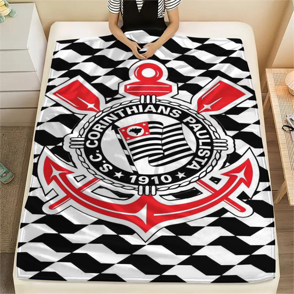 1 pièce Couverture en Flanelle Imprimée SC Corinthians Paulista Haute Qualité Chaude Confortable Couverture pour Toutes les Saisons Parfaite pour les Cadeaux Décoration de la Maison