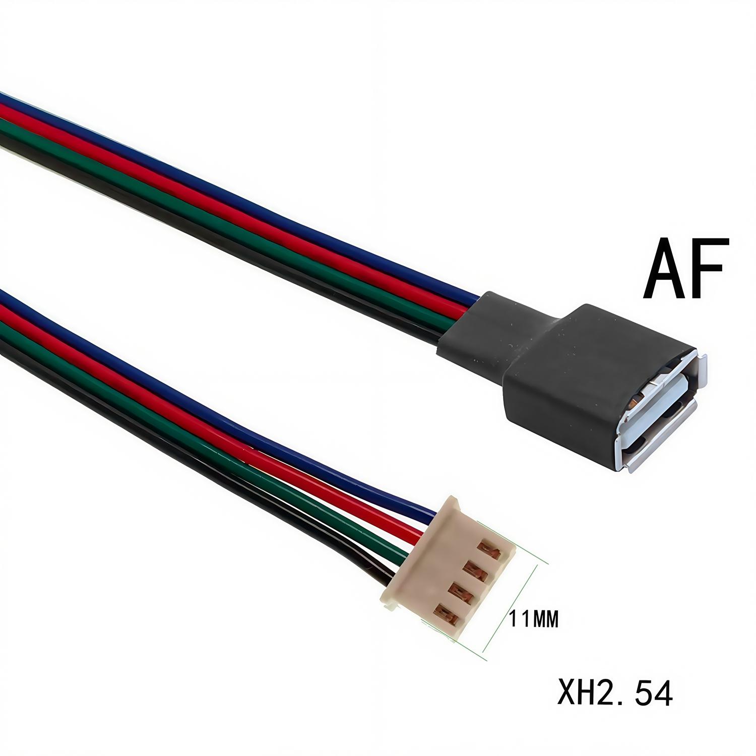 

4-core power cable, USB male and female connector to XH2.54-4P, micro mini usb type-c terminal adapter, 1 unit 30CM