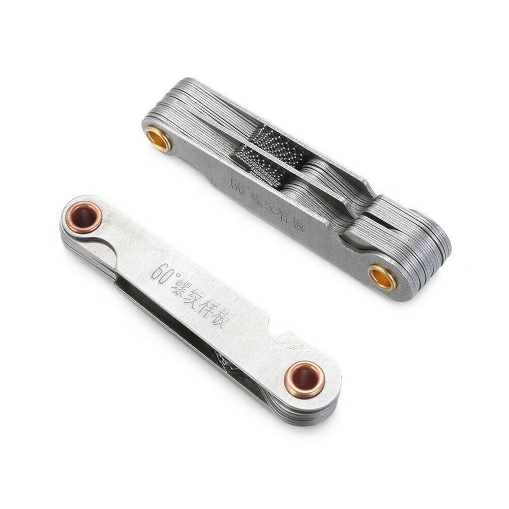Metalworking Gauge Thread 0.25-6mm Thread Template 52 Sheets Metric Inch Stainless Steel Thread Gauge Hardened
