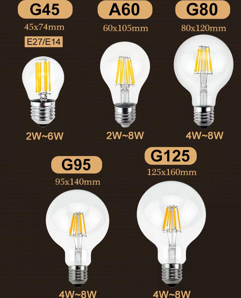 Good E27 E14 Antique LED Edison Bulb 220V Retro LED Filament Led E27 Bulb Retro Lamp 220V 2W 4W 6W 8W 10W Led Filament