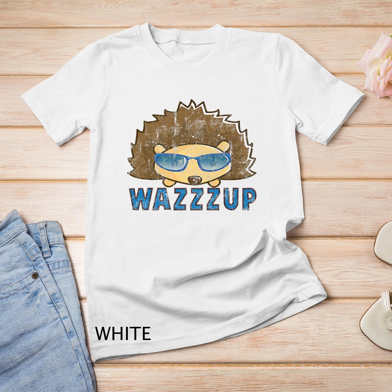 Hedgehog Wazzz Up Hipster Hedgie in Groovy Glasses Premium Unisex T-Shirt Mens Womens Tees Top L