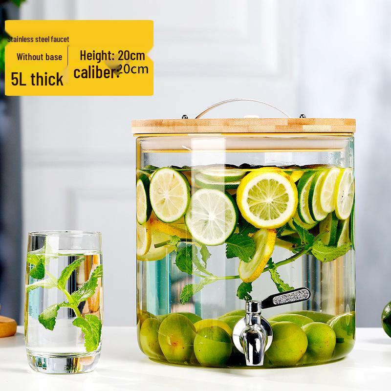 Large Capacity Glass Beverage Dispenser with Faucet for Cold Drinks and Fruit Tea
