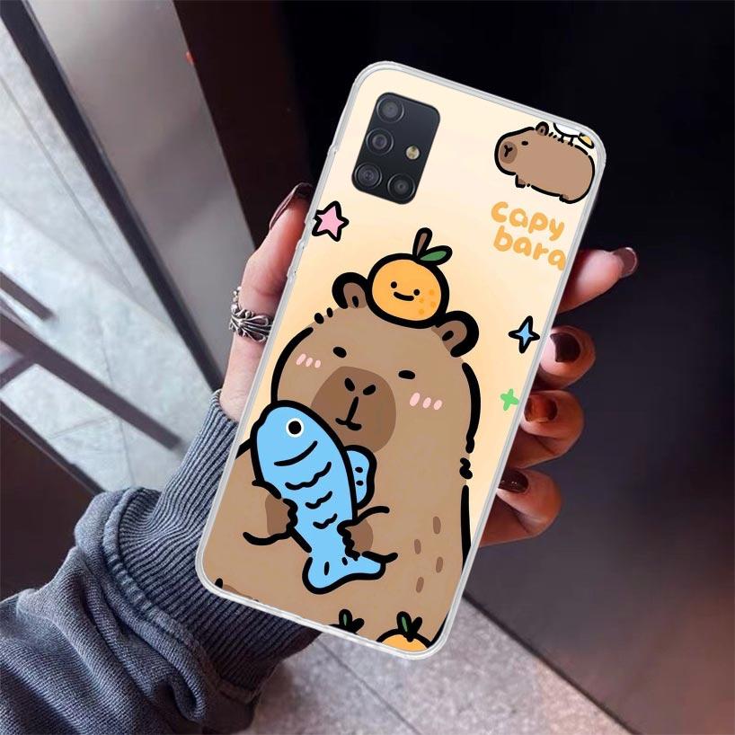 Funny Capybara Cartoon Animal Phone Case For Samsung Galaxy A12 A52S A42 A32 A22 A51 A50 Note 20 Ultra 10 S10 Plus A71 A70 A31 A