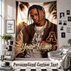 Wall Hanging Tapestry With Custom Name & Text, Travis Scott Decorative Tapestry For Bedroom