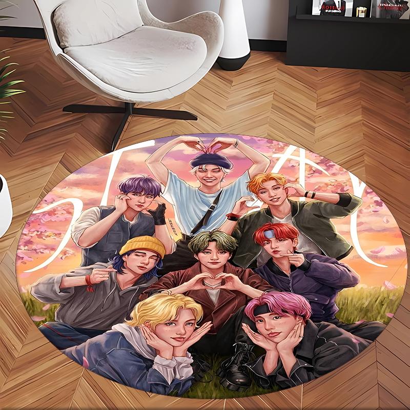 Skz (1) Round Office Rug Decorative Floor Rug for Office Bedroom Living Room and Home Space