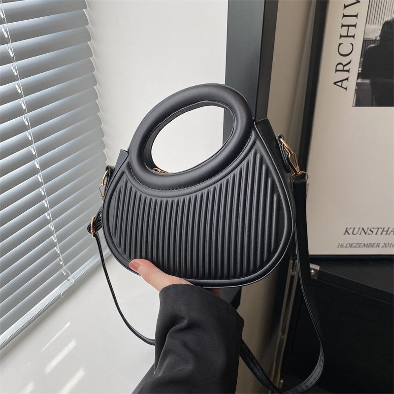 

Fashiable Classic Women s Commuting Date Single Simple Shoulder Bag Striped Handbag Fashiable Round Crossbody Bag чорний