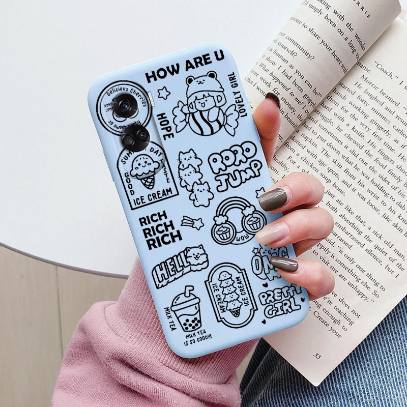 Case Funda For Honor 90 Lite Cover Colorful Flowers Heart Cartoon Shell Soft Silicone Couqe For Honor 90 70 X7 Leopard Bumper