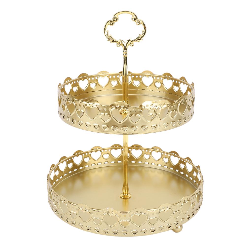 1Pc Tiered Tray Easy Assembly Metal Large Capacity 2 Tier Serving Tray Stand for Fruit Dessert Cake Snack