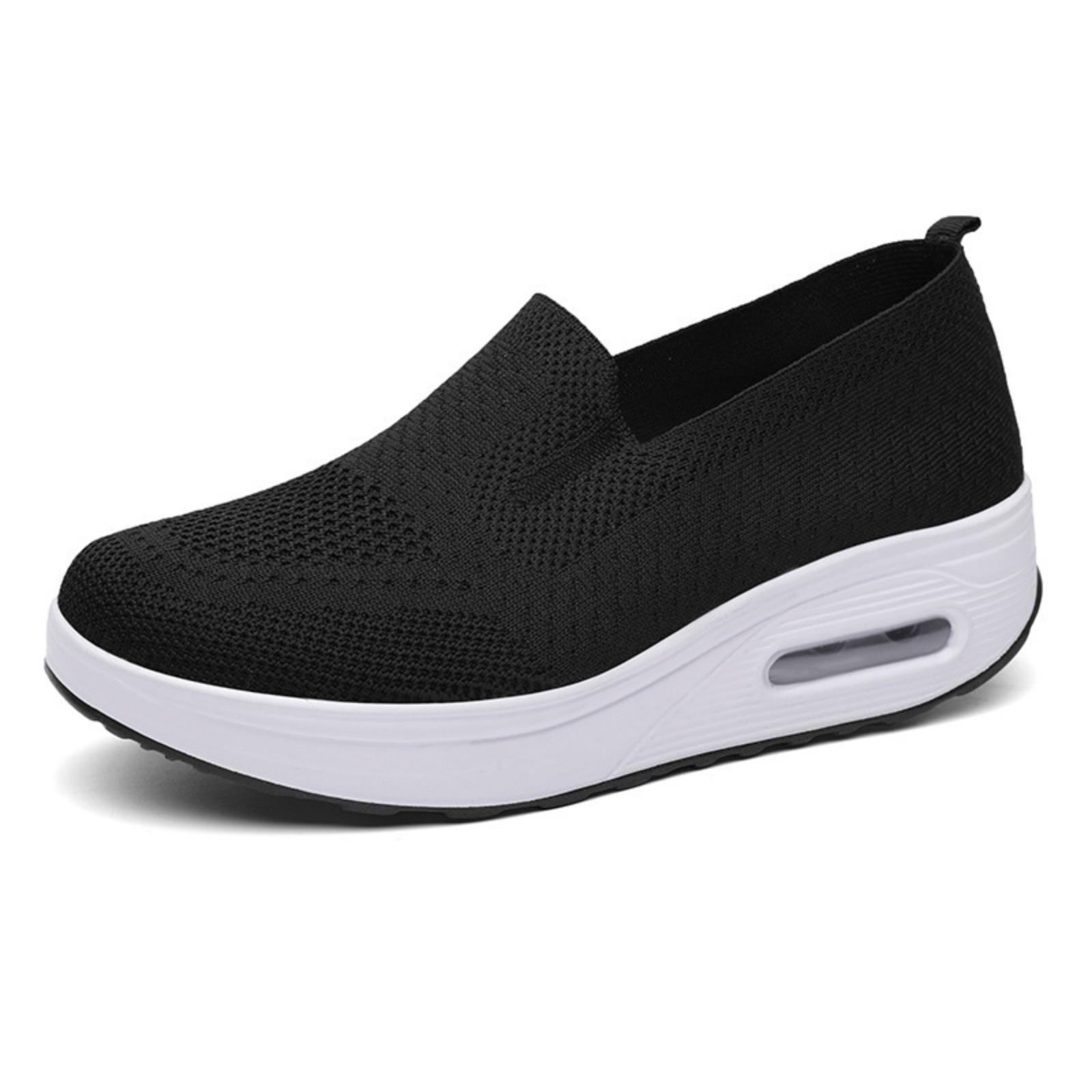 Women s Plain-Coloured Breathable - Trainers With Sock-Like Collar For Casual Wear Black 36