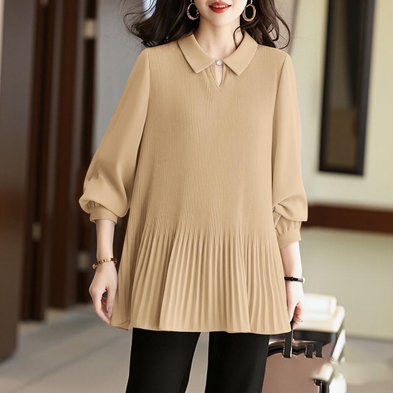 ZANZEA Blusa holgada informal de manga larga con cuello vuelto para mujer