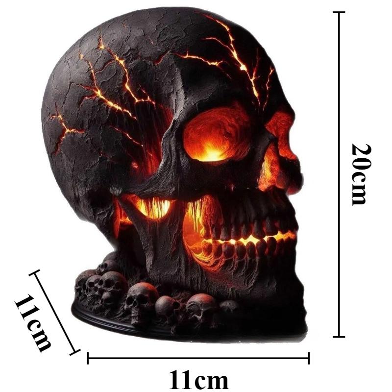 

Skeleton Ornaments Resin Figurines with Lamp Miniature Creative Black Sculptures Room Decoration Accessories for Halloween