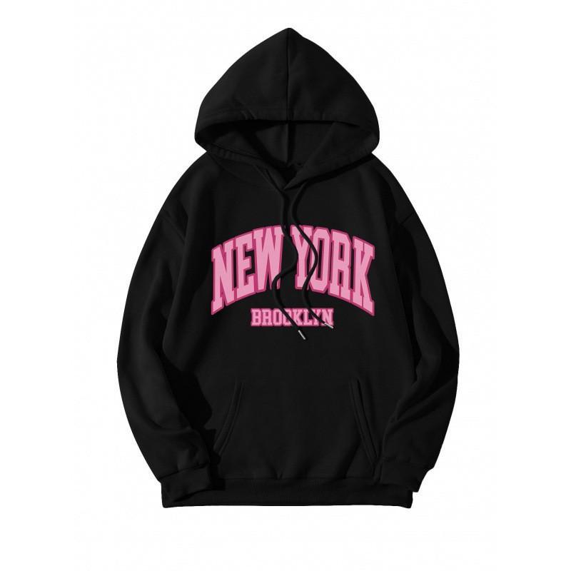 Casual Loose Hooded Sweater Fashion Print