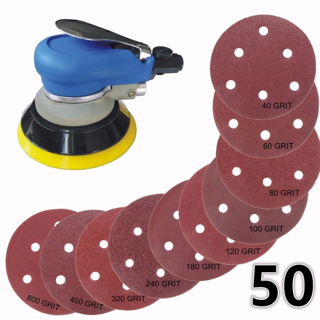 50125mm 5" Velcro Sanding Discs 40 60 80 120 240 Grit Orbital Sander Pads Industrial Power