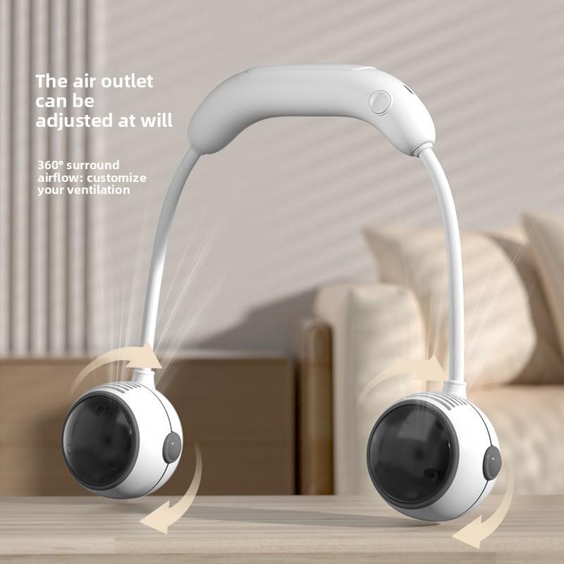 Portable Neck Fan With 1200mah Battery Usb Rechargeable Personal Bladeless Fan For Travel