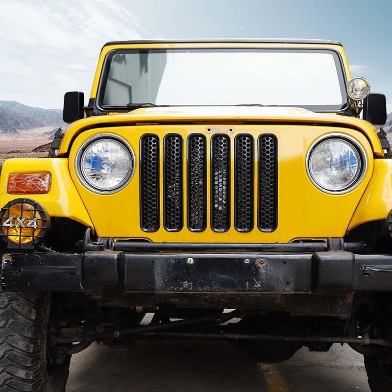 Car Front Hood Grille Ring Cover Protective Sticker For Jeep Wrangler TJ 1997-2006 Car Exterior Accessories 
