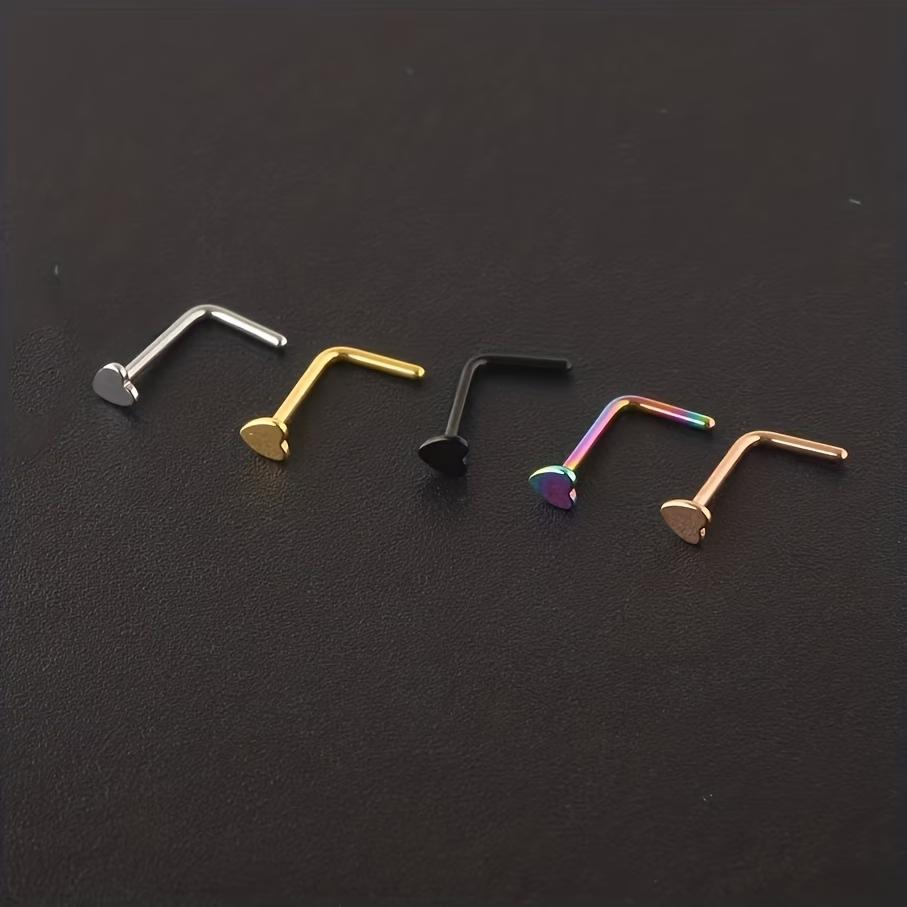 Summer Fashion Nose Stud Piercing Jewelry for Women and Men, Surgical Steel Star & Heart Nose Stud Set
