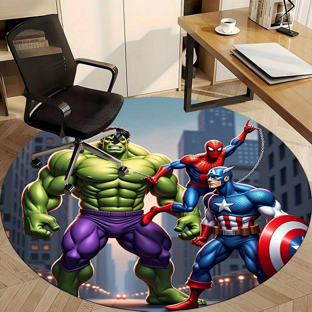 

1pc Marvel Heroes Themed Round Rug - Perfect for Office, Living Room, Bedroom Decor with Non-Slip Backing and Cartoon Design -0412044 80cm by 80cm