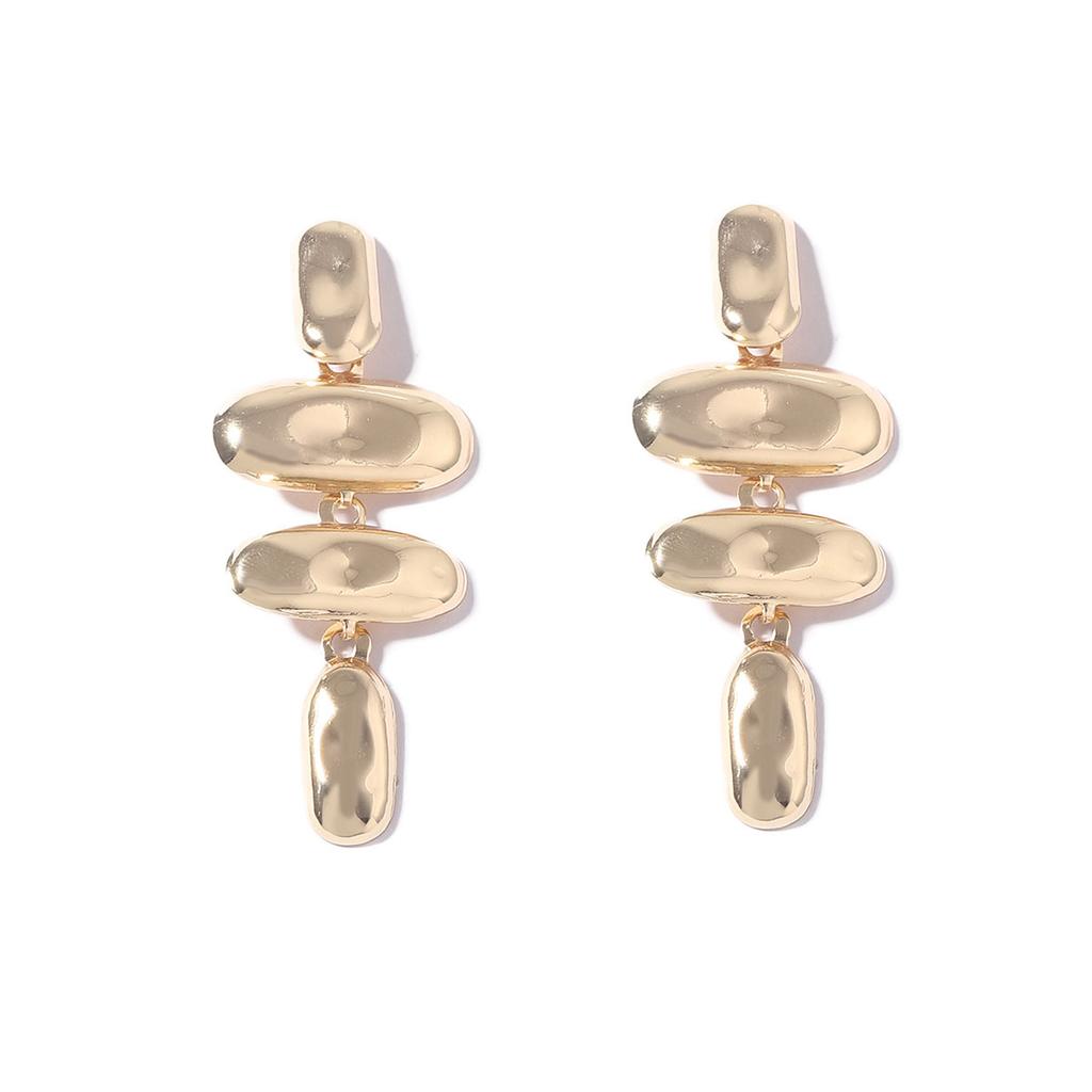 New summer models, retro light luxury high-end gold and silver unique geometric metal long fashion women's earrings