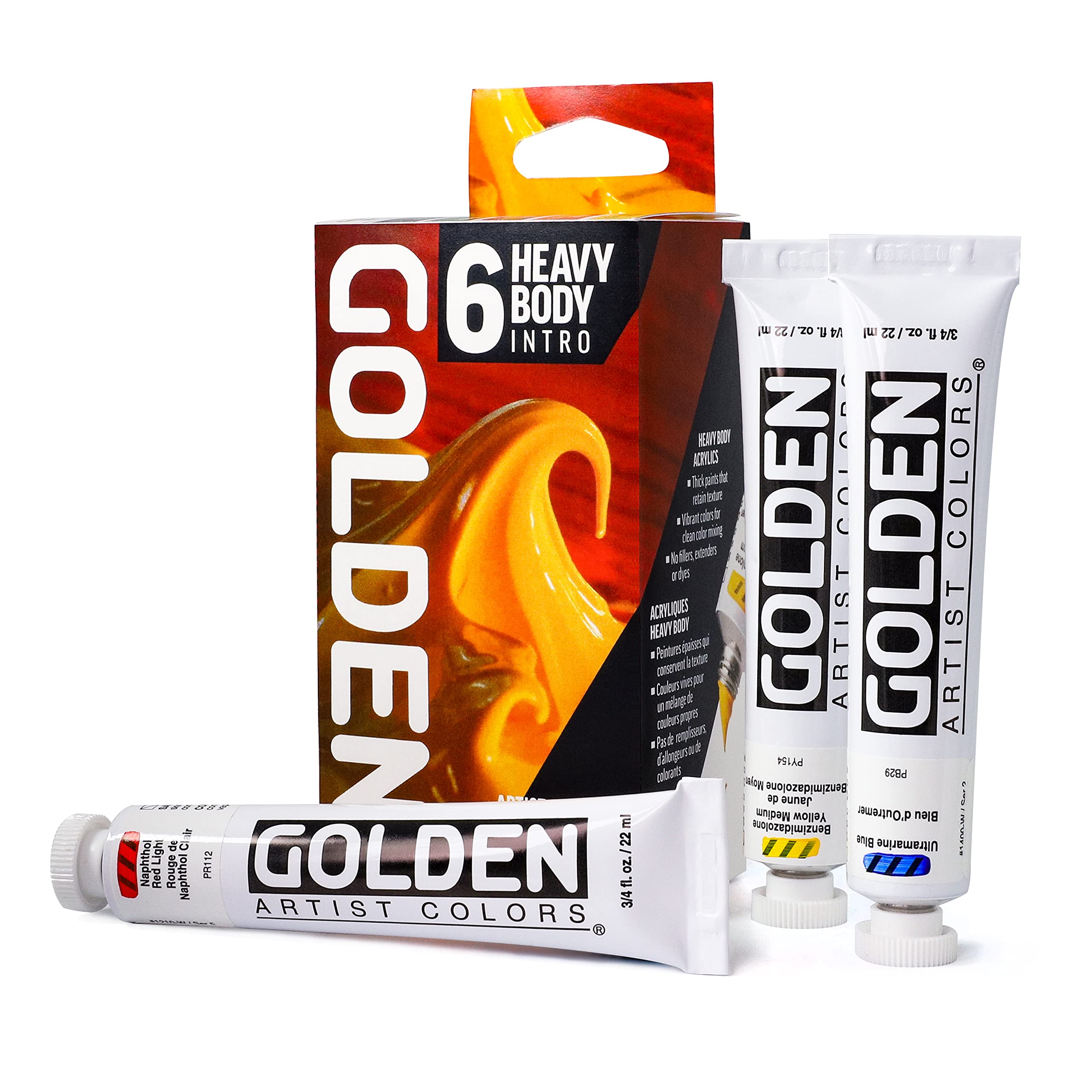 

Golden Acrylic Heavy Body 22ml 0075 Intro 6 color set 13100075