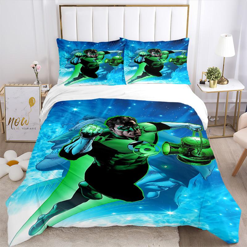 3pcs Green Lantern Ring Cover Set,Soft Comfortable Duvet Cover,Guest Room (1*Duvet Cover + 2*Pillowcases, Without Core) yy251024160