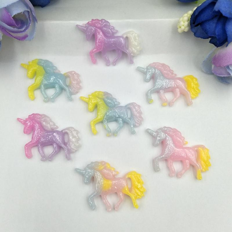 

10Pcs Mix color Resin Unicorn Flat Back DIY Hair Bows Clips Embellishment Accessories Crafts Resin