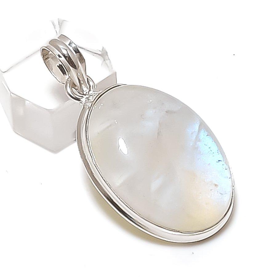 Moonstone Gemstone Handmade 925 Sterling Silver Jewelry Pendant 1.85" Z2w81