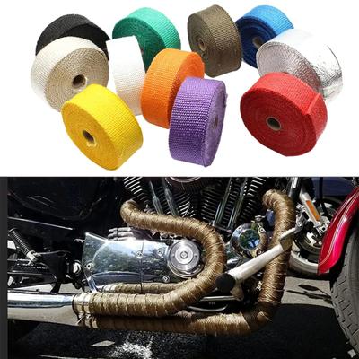 גליל נייר עטיפה לחום מפייברגלס שחור 2 אינץ' x 16 רגל למערכת פליטה לאופנוע, סרט מגן חום, גליל בידוד חום