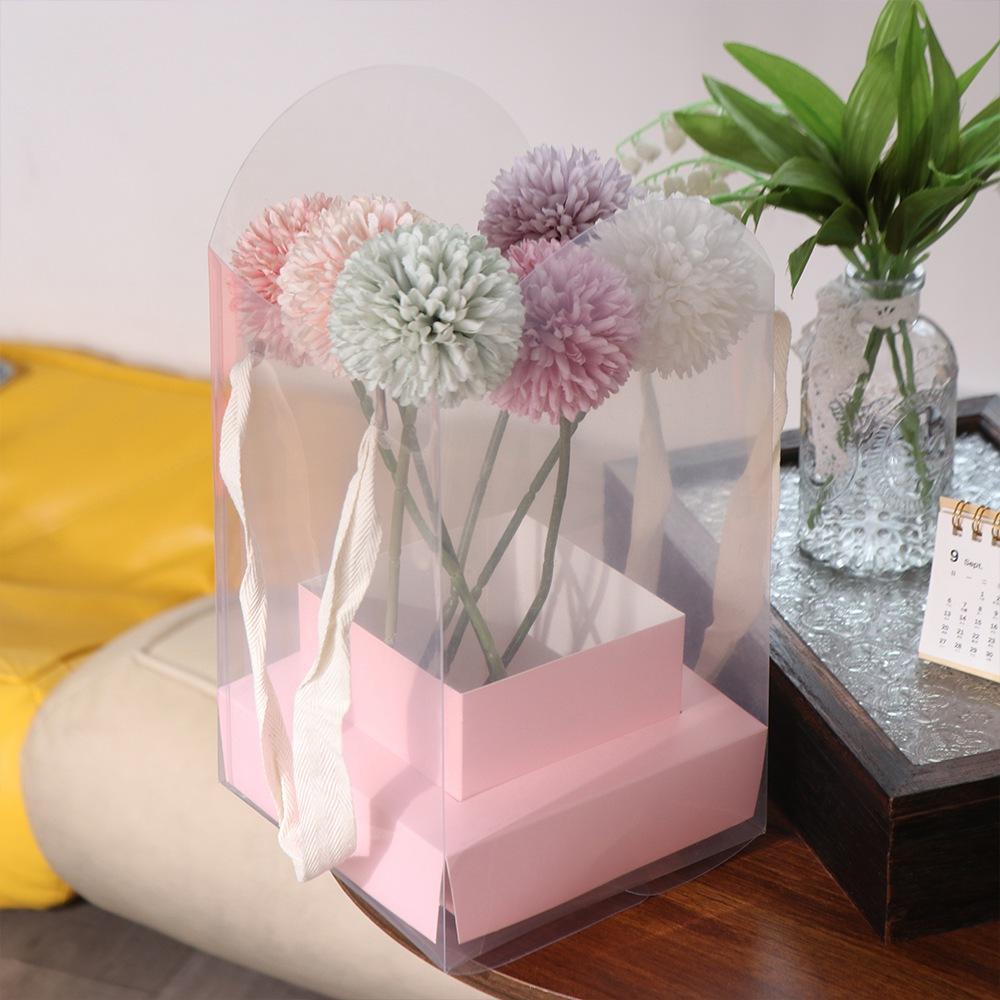 Transparent Handheld Flower Box Paper Box Packing Material Bouquet Wrapping Bag Portable Handbag Flower Bag Valentine Day