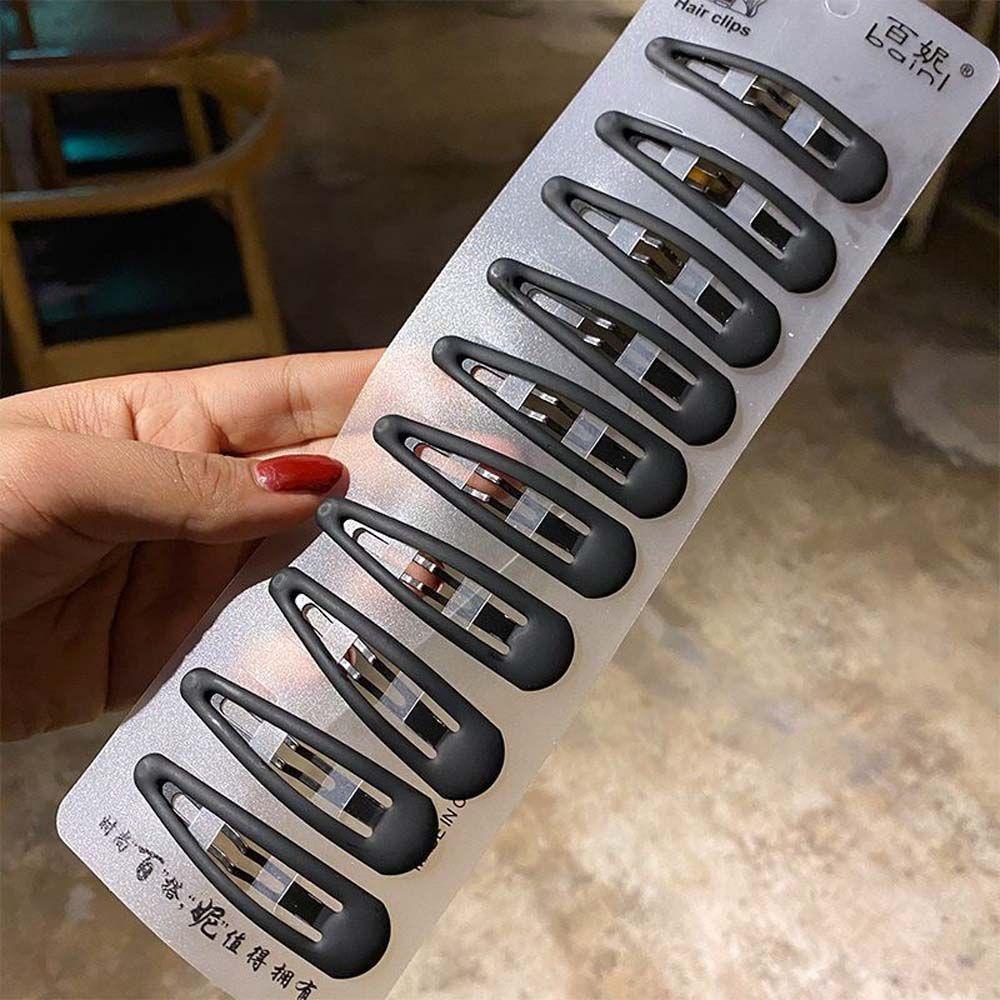 Matt Black Solid Color Makeup Hair Grip Hair Accessories Korean Headdress Hair Clips Hairpins Set Bangs Clip Black Barrettes