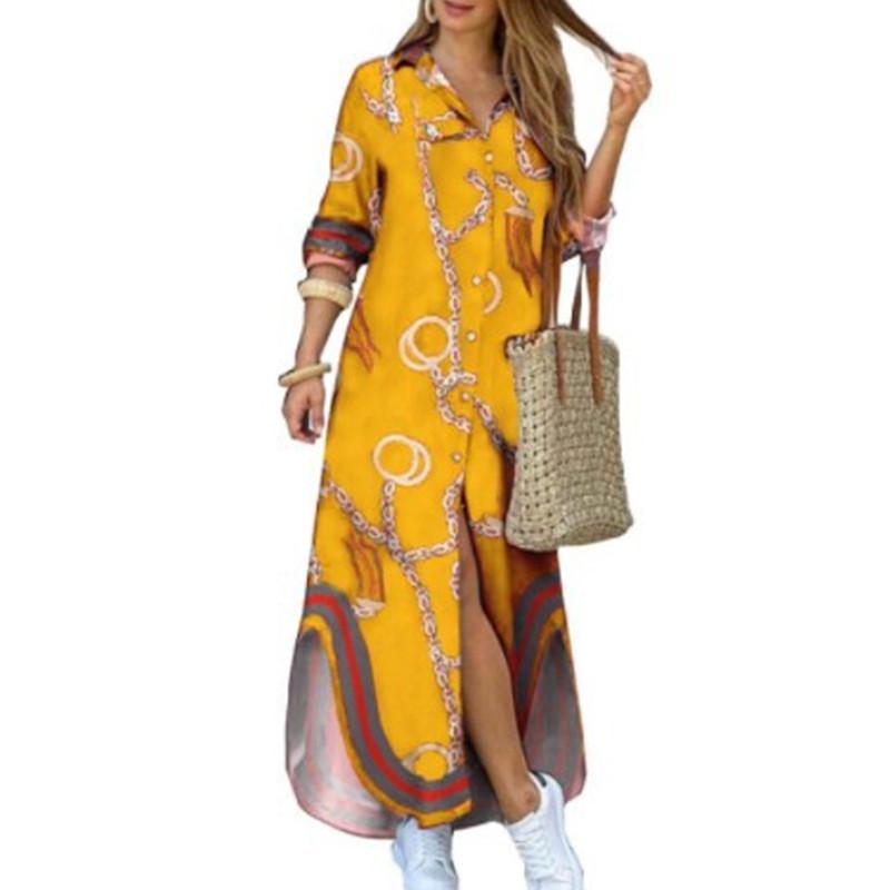 GMXIA Damenmode Sommer Frühling Langarm POLO-Ausschnitt Freizeitkleider