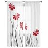 Röda Blommor Linjer Växtgardin Tyll Dekorativa Skira Gardiner för Vardagsrum Sovrum Kök Hotell Hem Fönsterpaneler