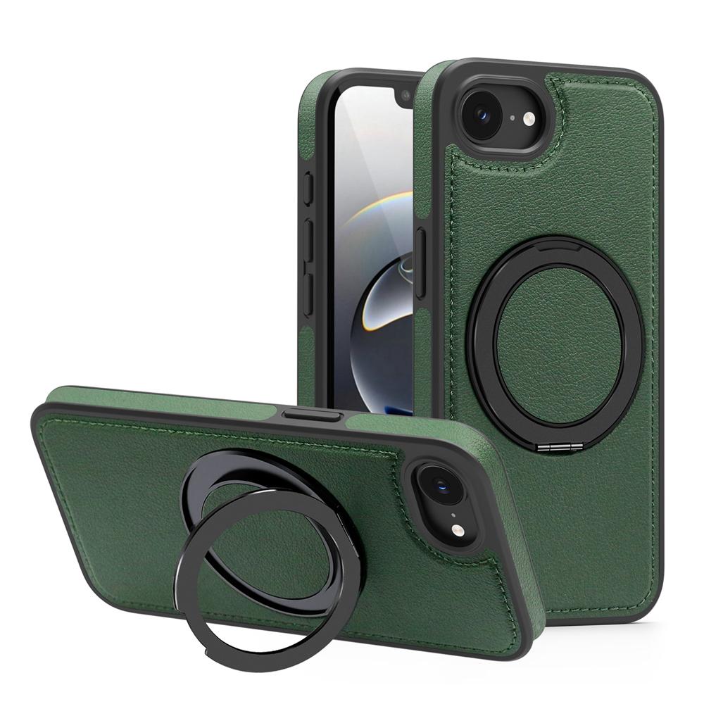 

KEYSION Чехол из искусственной кожи MagSafe для iPhone 16e с вращающимся на 360° магнитным кольцом-подставкой и функцией беспроводной зарядки для iPhone 16e for iPhone 16e зелёный