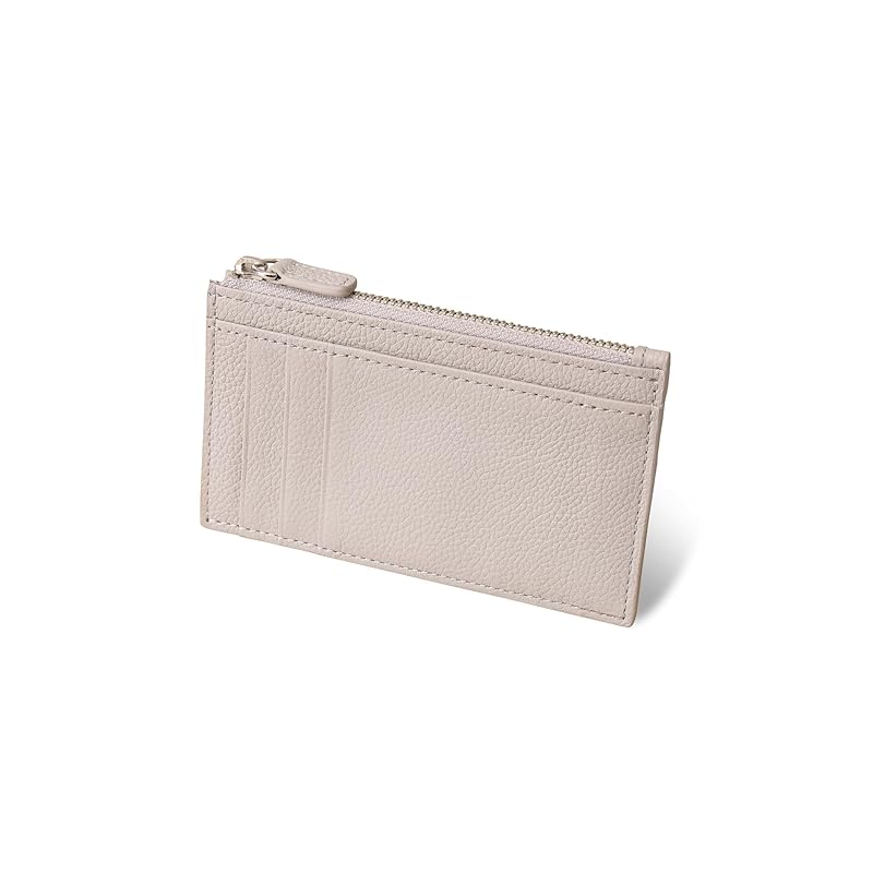 

[Business Leather Factory] Smart Wallet Water repellent original leather cow leather unisex thin coin purse 3 cards YKK zipper (Carara White)