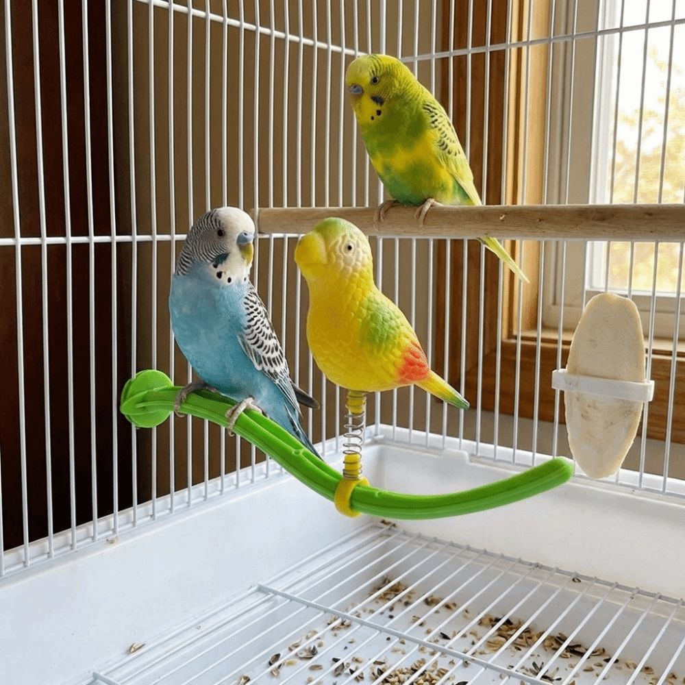 Plastic Swing Perch Toy Simulation Bird Parrot Play Rack Bird Perch Stand  for Bird Cage Aviary