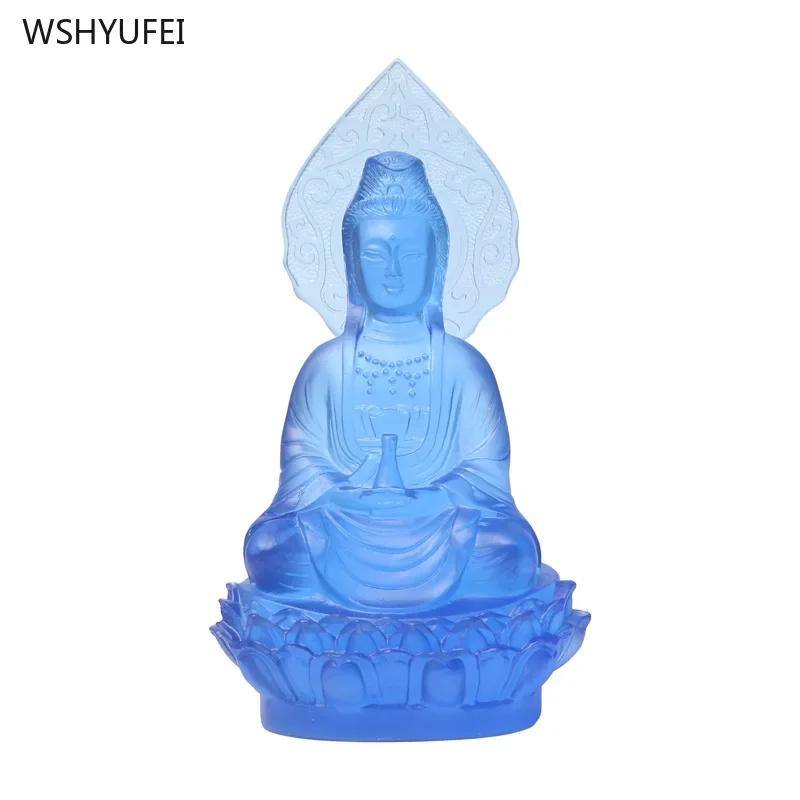 1 STK Harz sitzender Lotus Guanyin Bodhisattva Buddha Statue Wohnzimmer, buddhistische Halle Opfer Feng Shui Ornamente