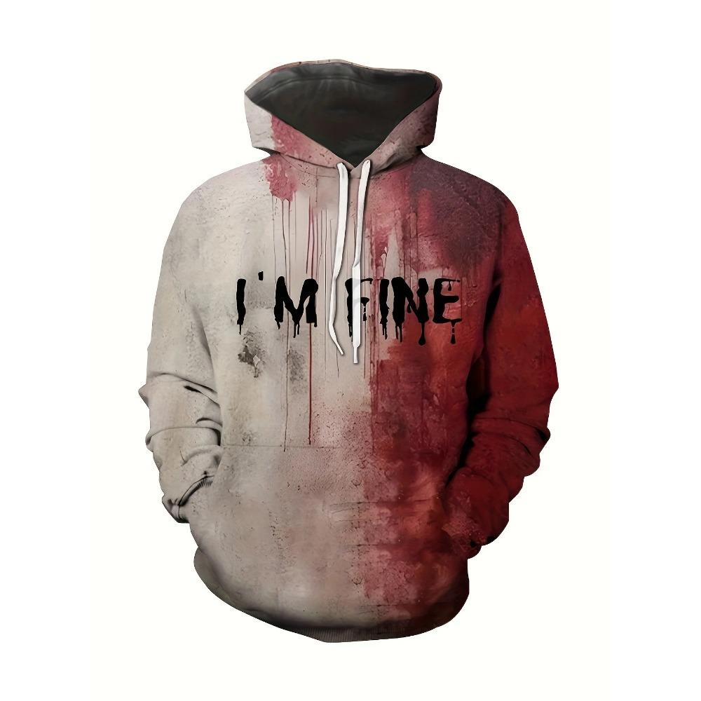 

Мужская толстовка с капюшоном на Хэллоуин с капающей кровью и 3D-принтом в виде черепа, осенняя мода, фестиваль ужасов, узор с буквами, тонкая унисекс-толстовка с капюшоном L